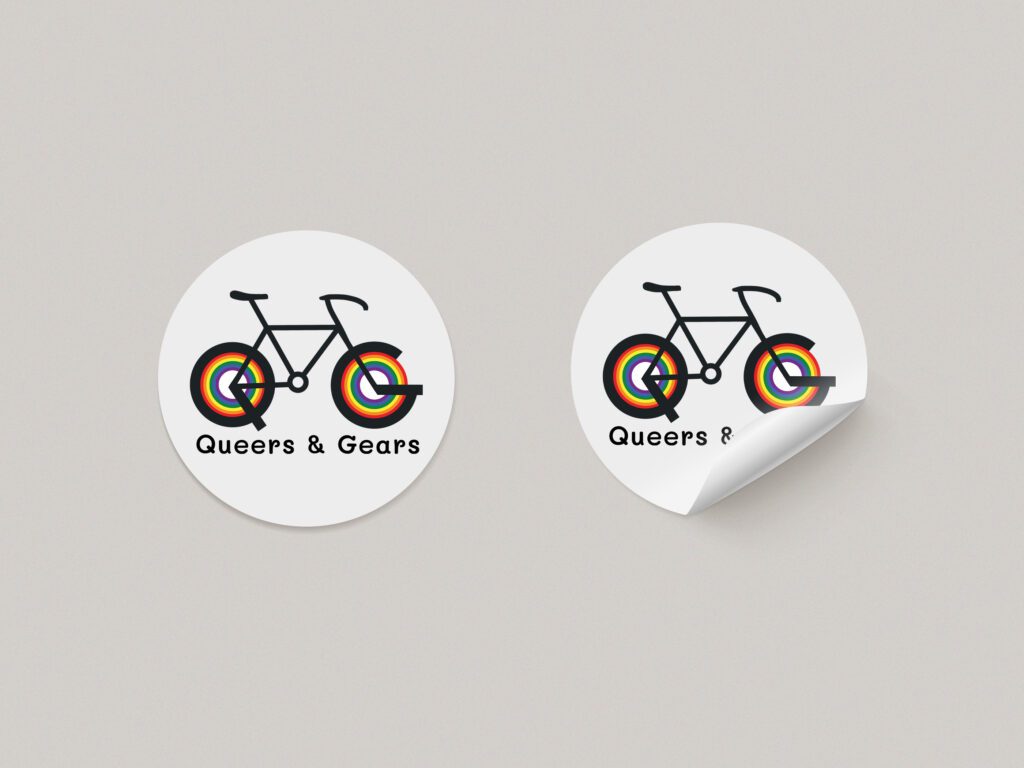 stickers of bike logo design for Queers & Gears